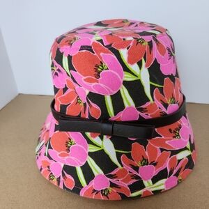 KATE SPADE Rio Tropical Floral Bow Bucket Hat in Rio Pink One Size